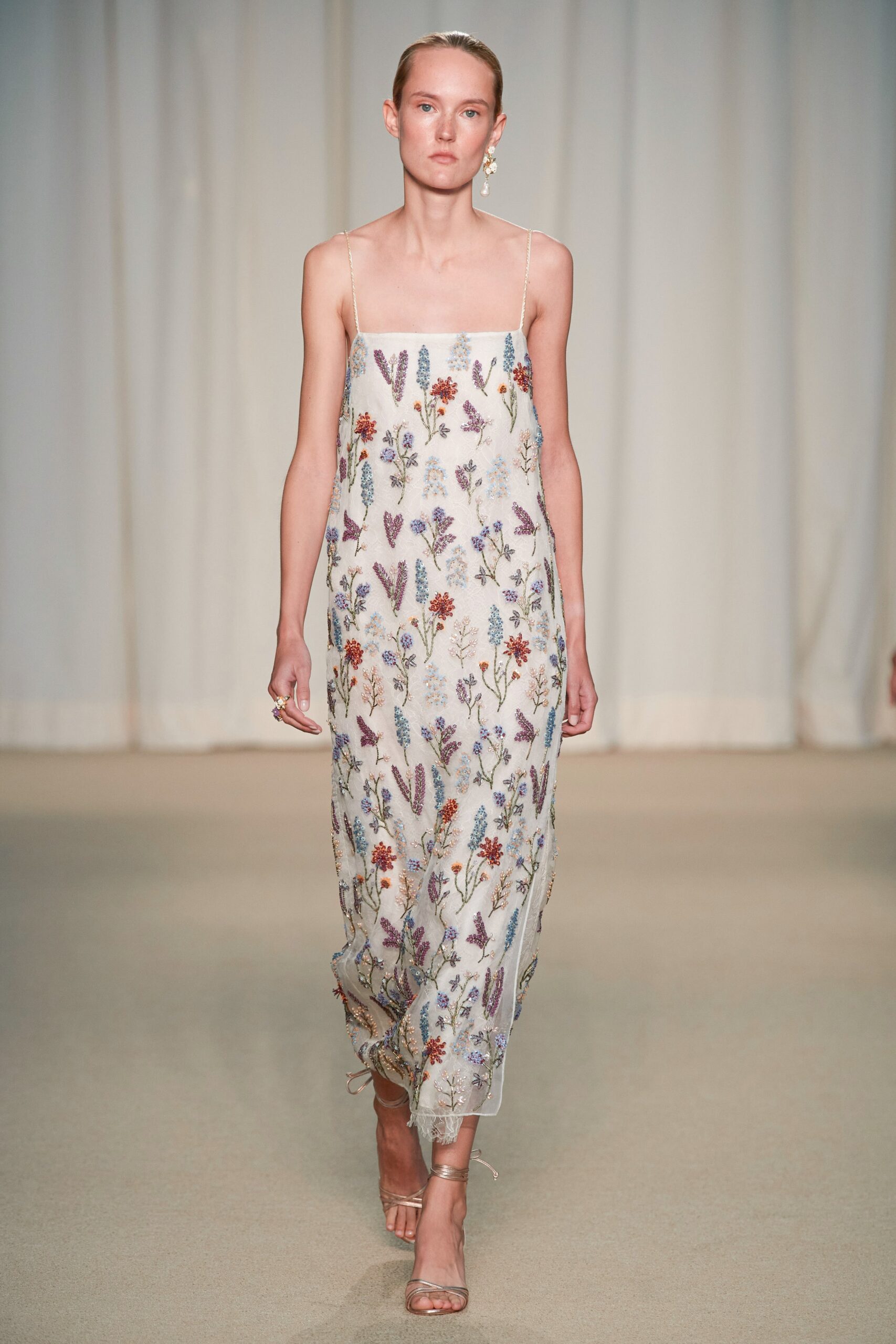 white embroidered silk dress