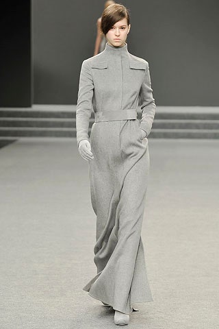 gray wool fitted gown