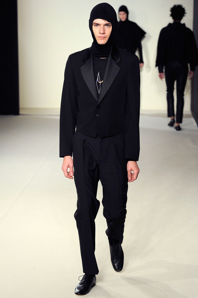 black tailored suit with hat