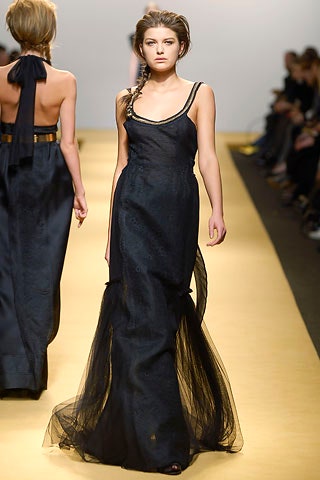 black silk tulle gown