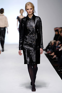 fitted black vinyl coat