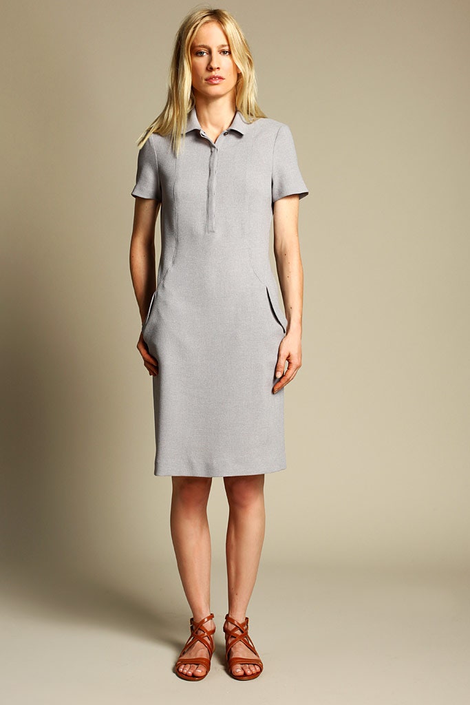 gray fitted collared dress