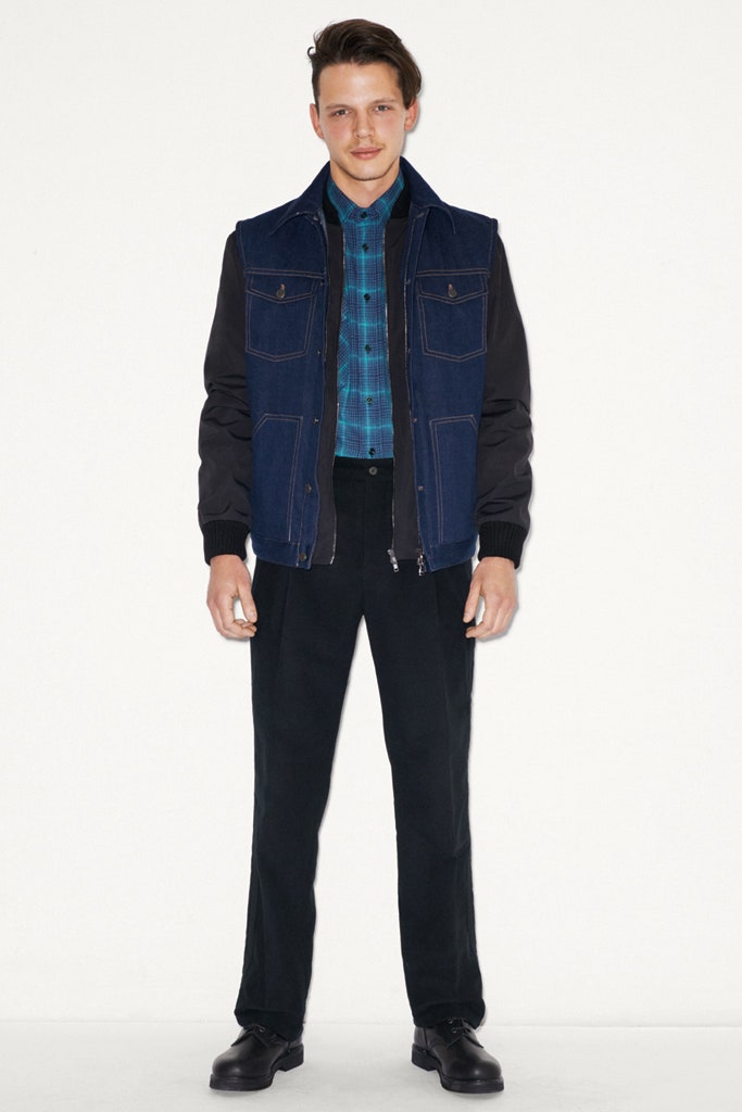 blue denim jacket with black shirt