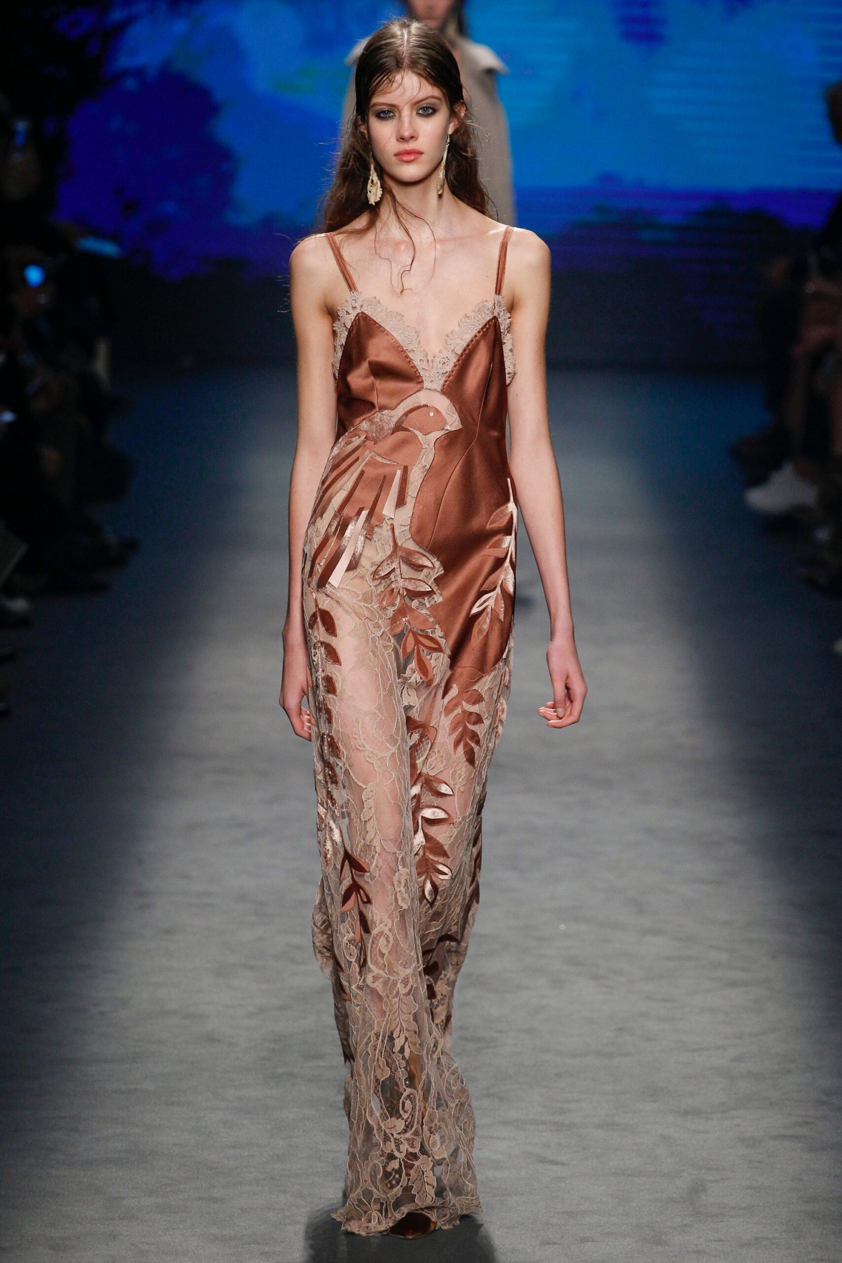 brown silk lace gown