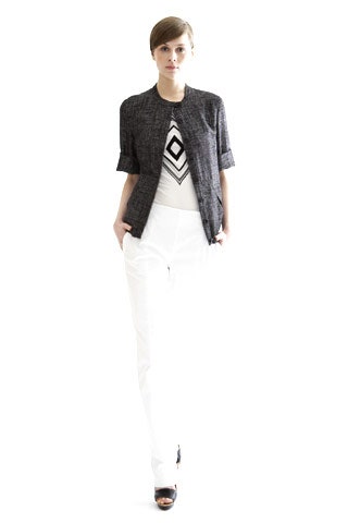 black cotton short-sleeve collared tailored buttoned blazer