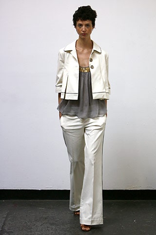 white cotton short-sleeve collared tailored buttoned jacket