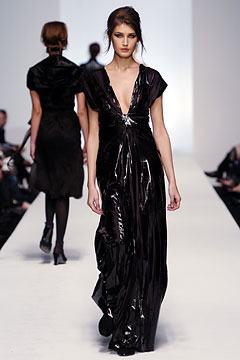 black silk sleeveless gown