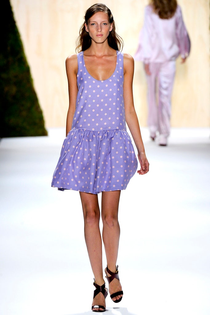 purple polka-dot sleeveless dress