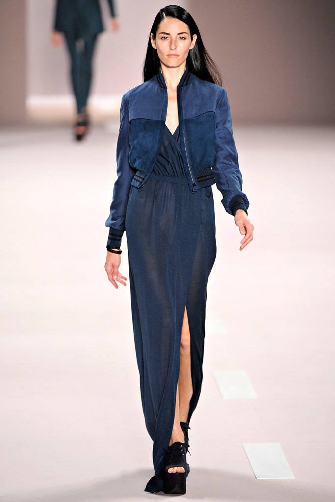 blue silk maxi dress with jacket