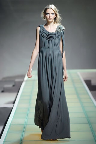 gray silk sleeveless gown