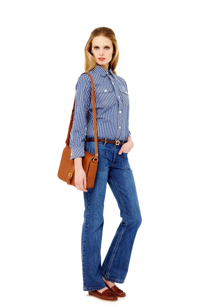 blue checked shirt with denim pants