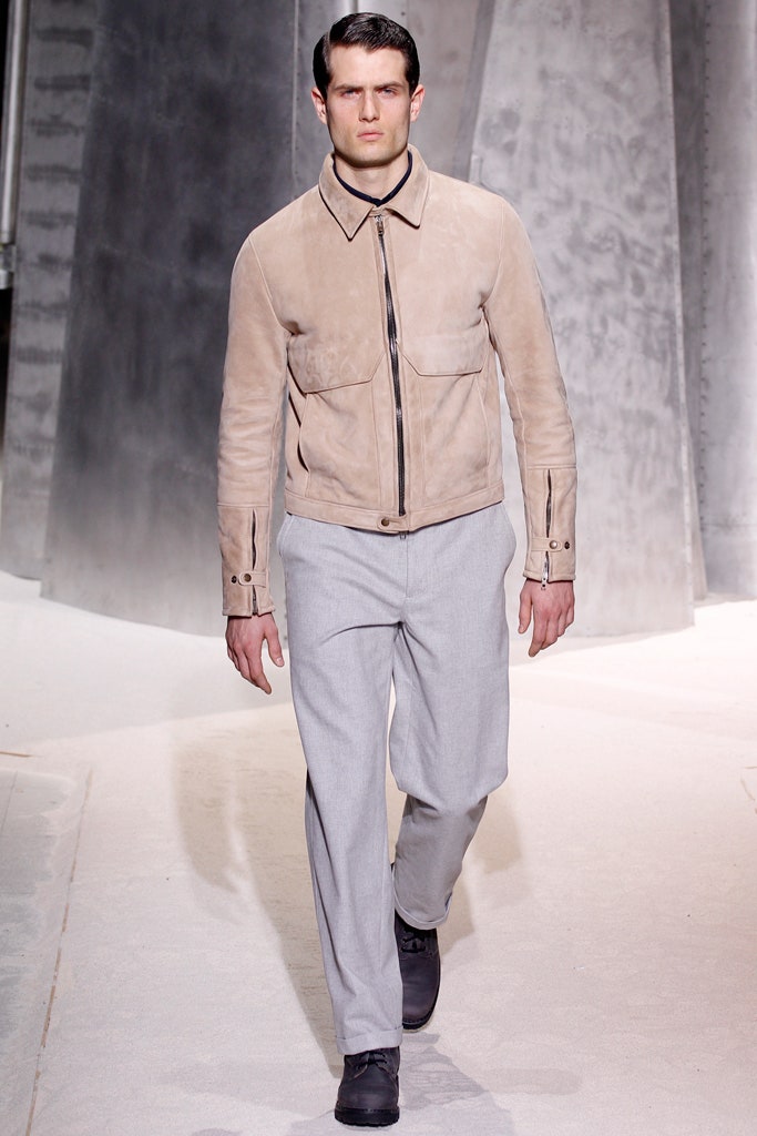 beige suede long-sleeve collared fitted zippered jacket