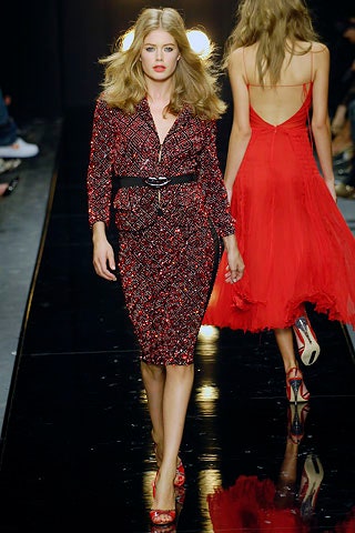 red silk pleated midi dress