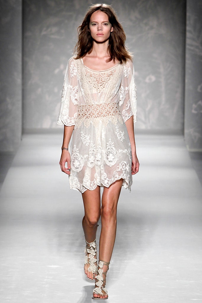 white lace embroidered mini dress