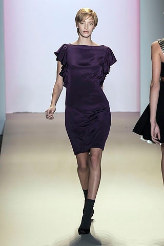 fitted purple silk dress