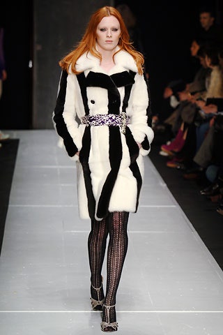 black and white striped fur coat
