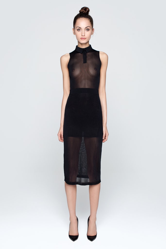 black sheer collared dress