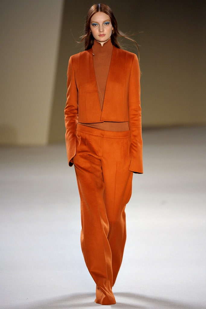 orange wool long-sleeve collared tailored blazer