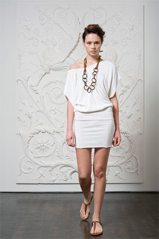 white off-shoulder mini dress
