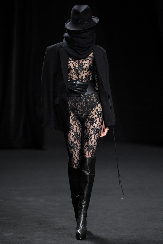black lace bodysuit with jacket