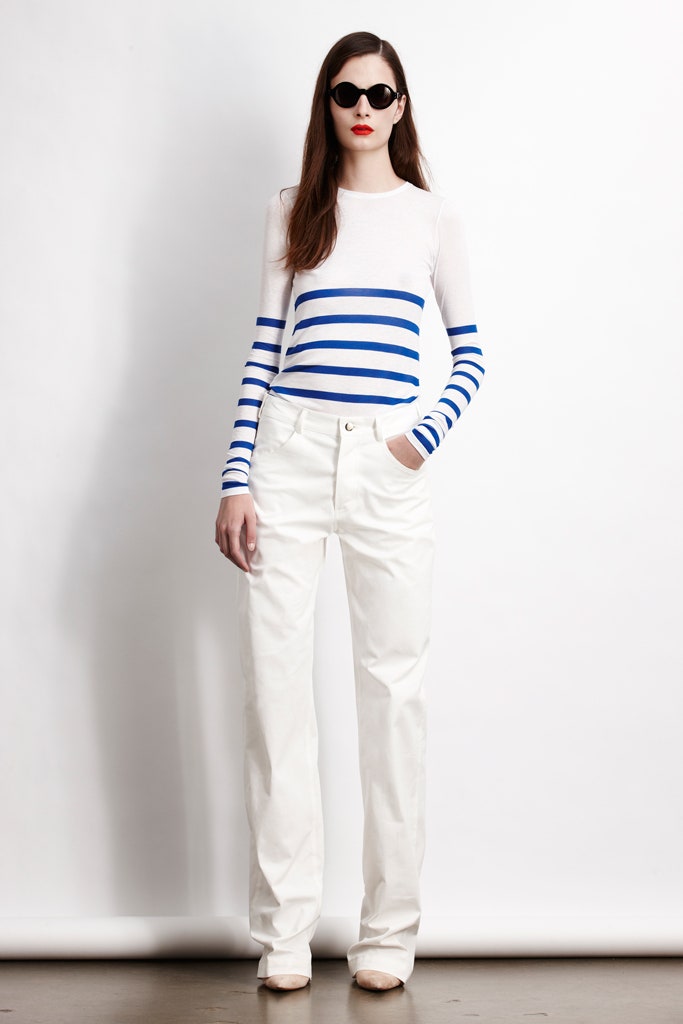 fitted striped top with relaxed pants