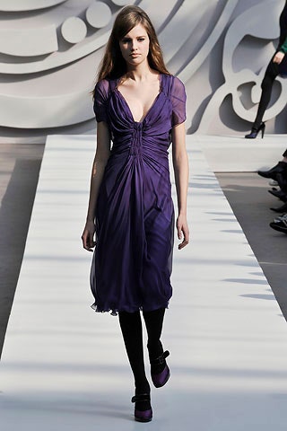 fitted purple chiffon dress
