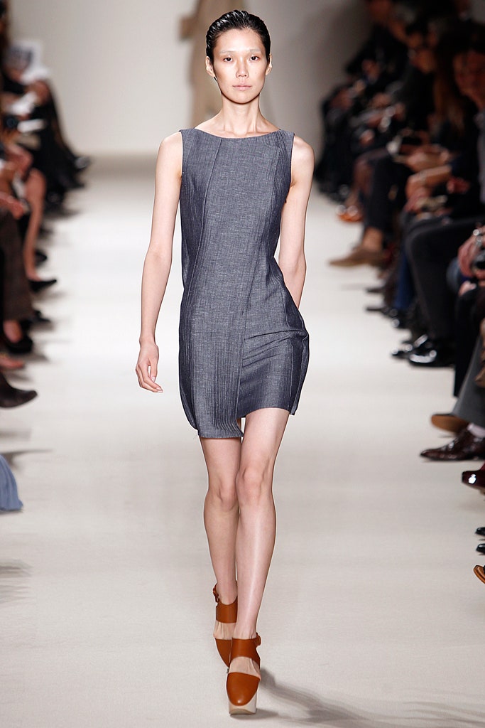 fitted blue cotton sleeveless dress
