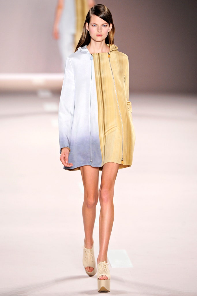 color-blocked silk hooded jacket