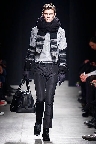 black wool striped scarf