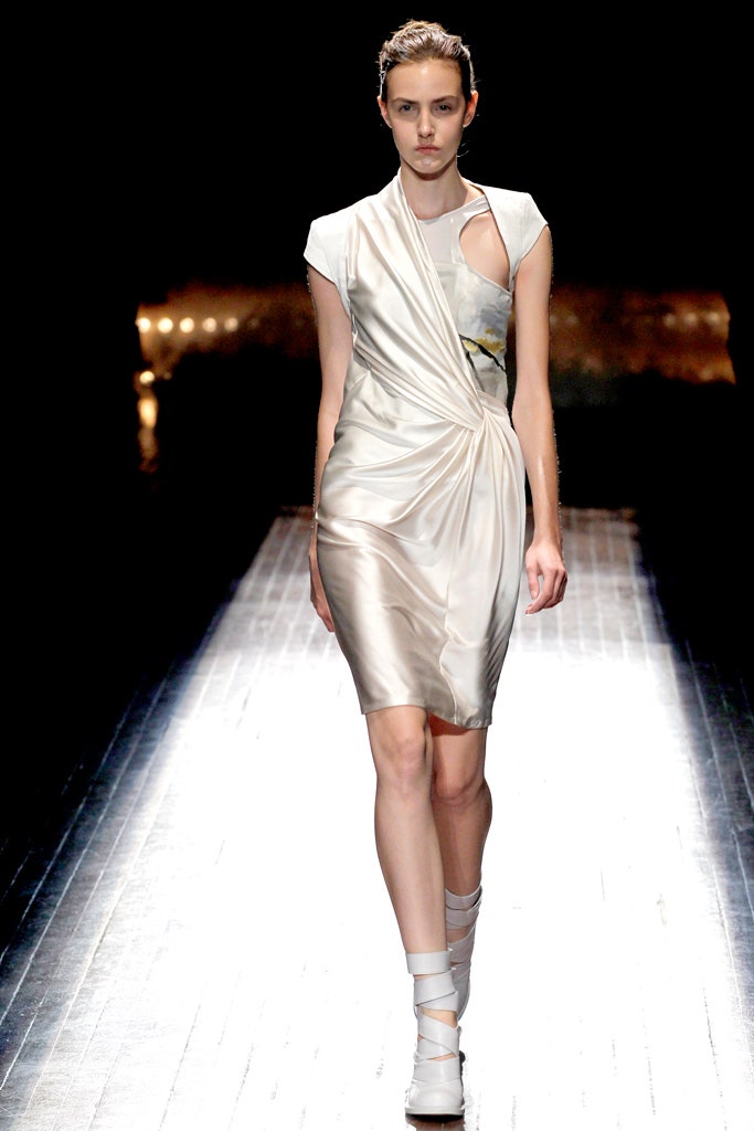 fitted white silk wrap dress