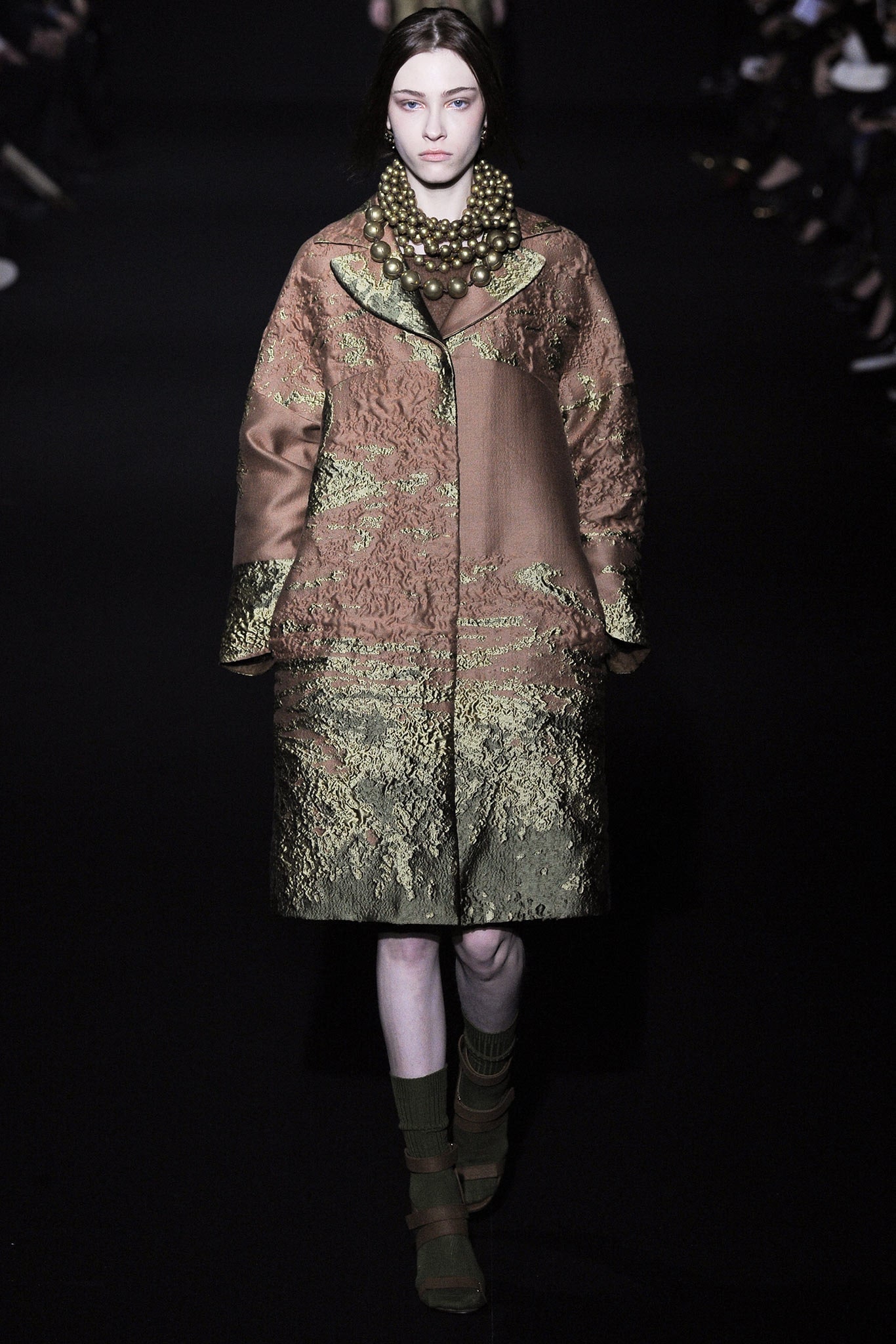 brown gold embroidered coat