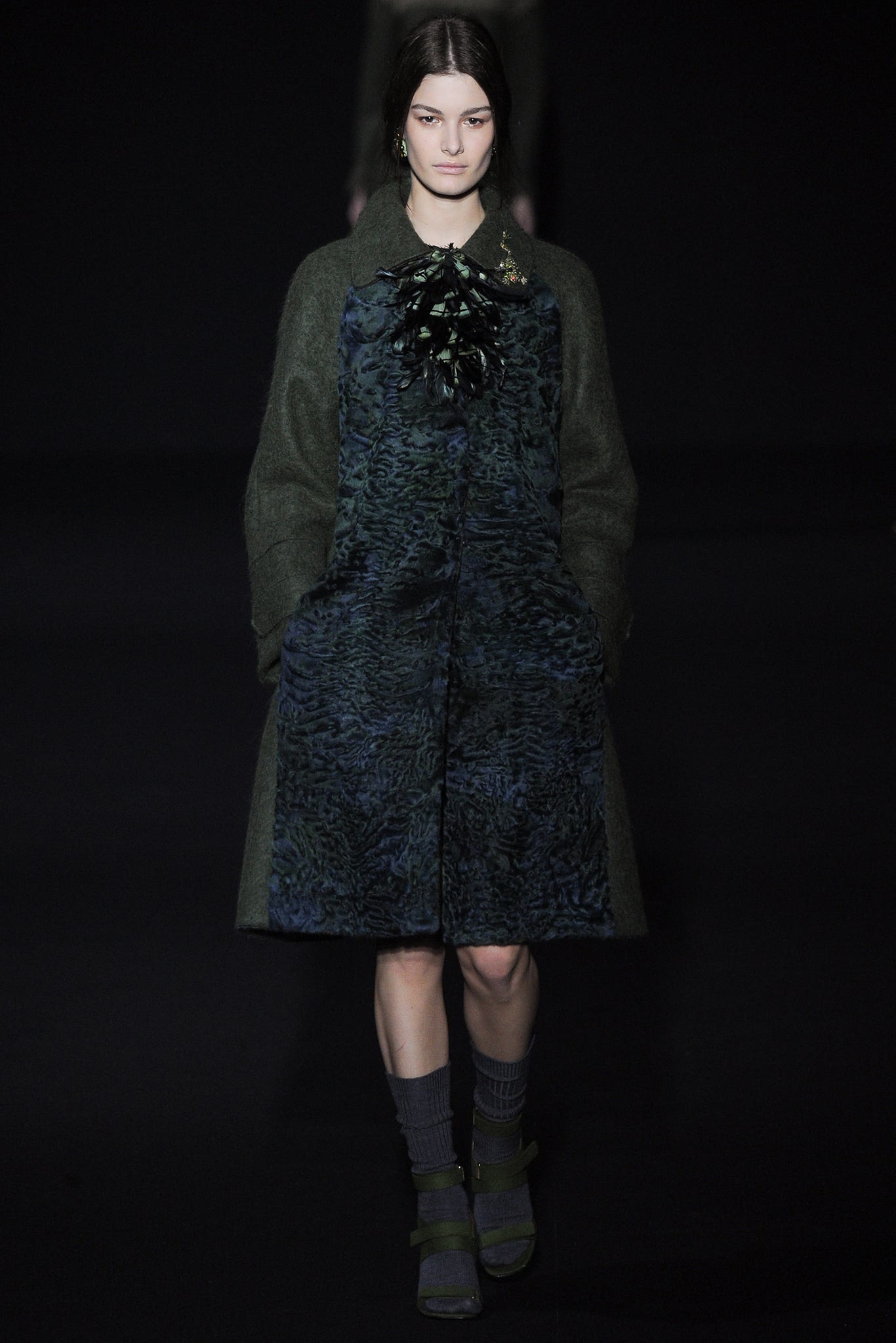 green and blue relaxed coat