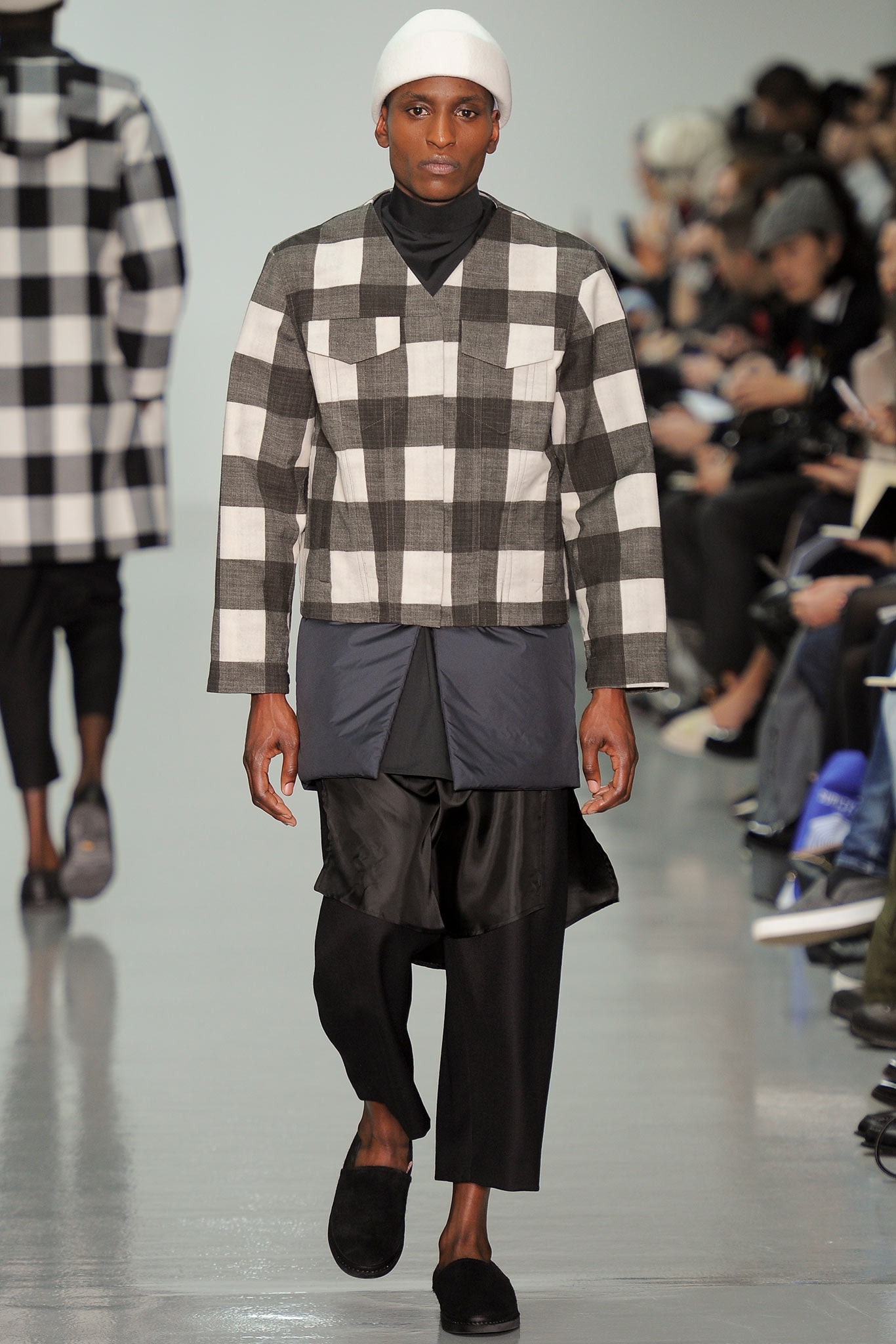 checked jacket with fitted top