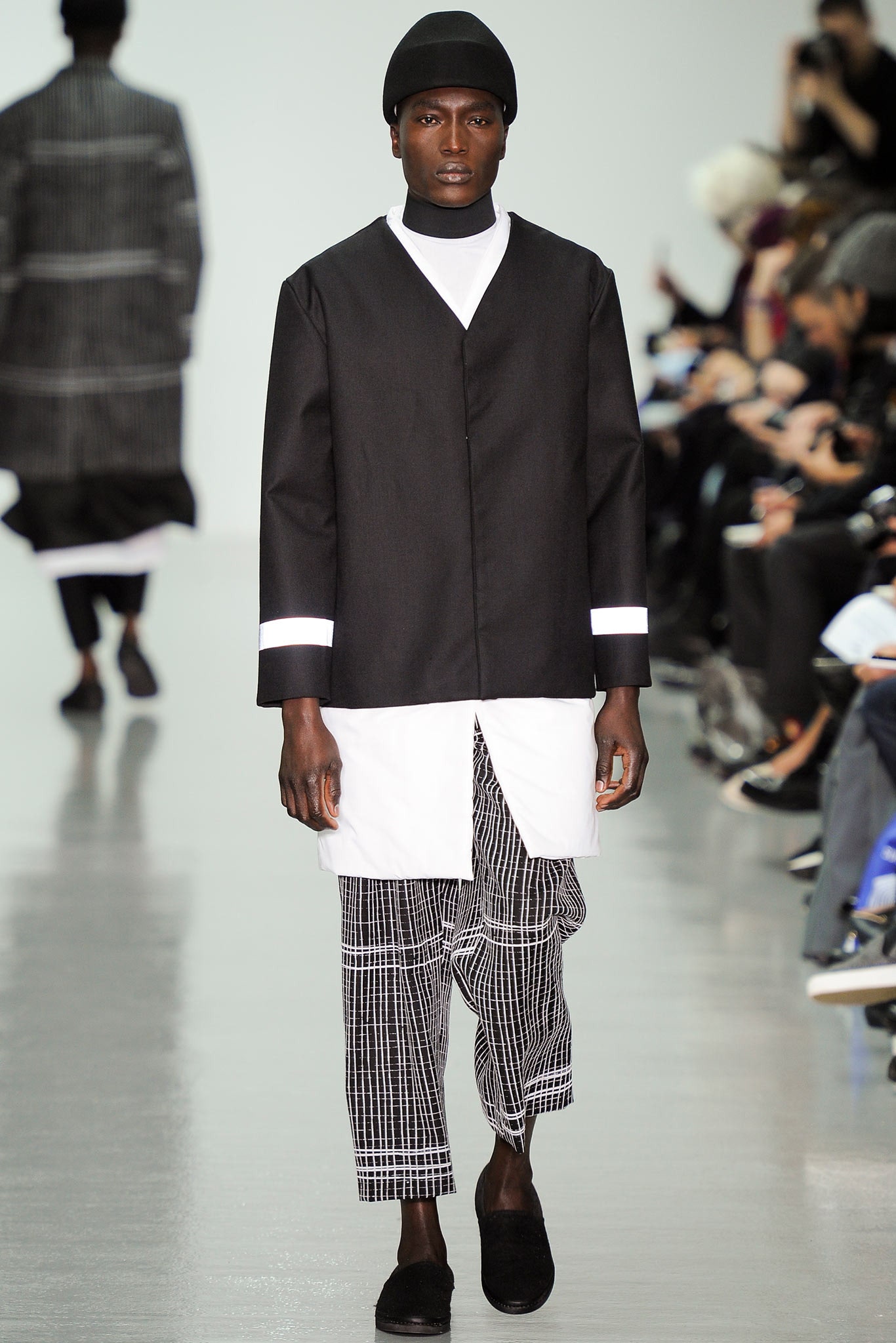 black relaxed jacket with white shirt