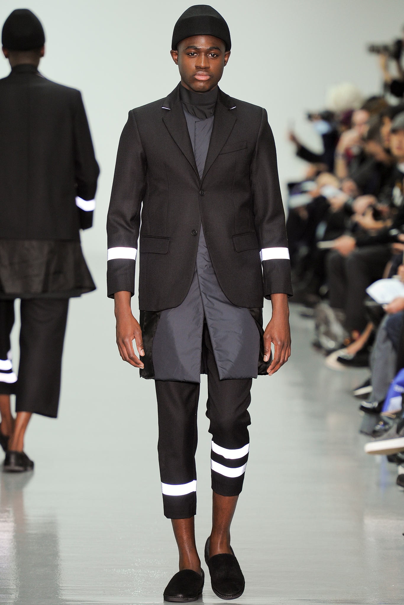 black tailored suit with slim pants