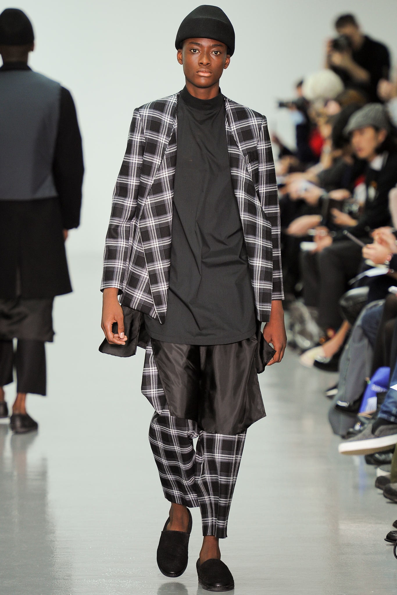 checked blazer with relaxed top