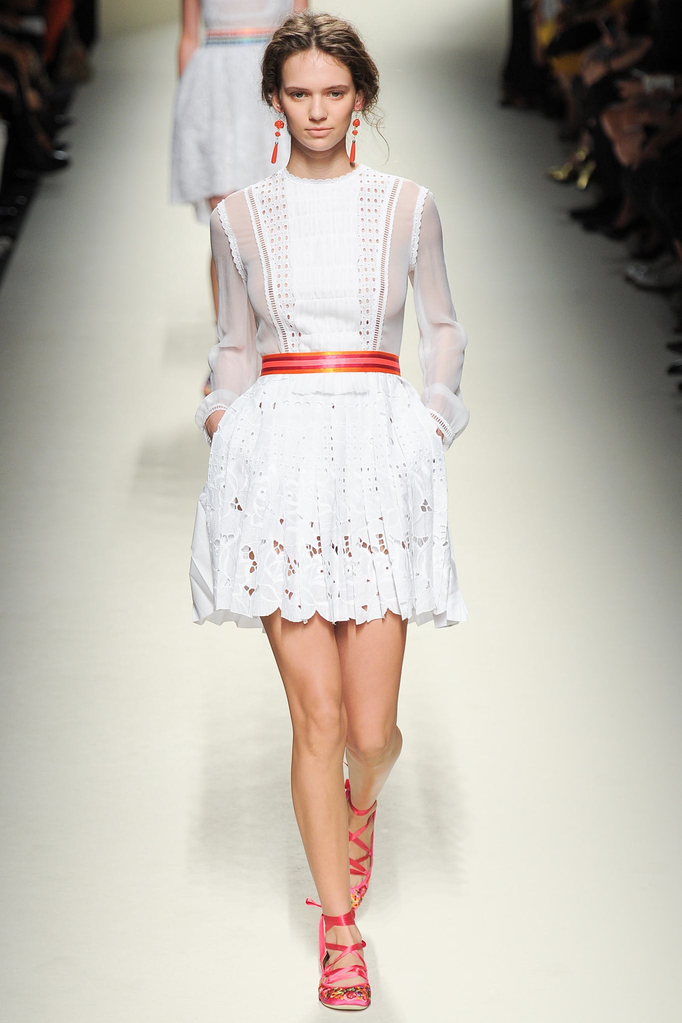 white pleated mini dress