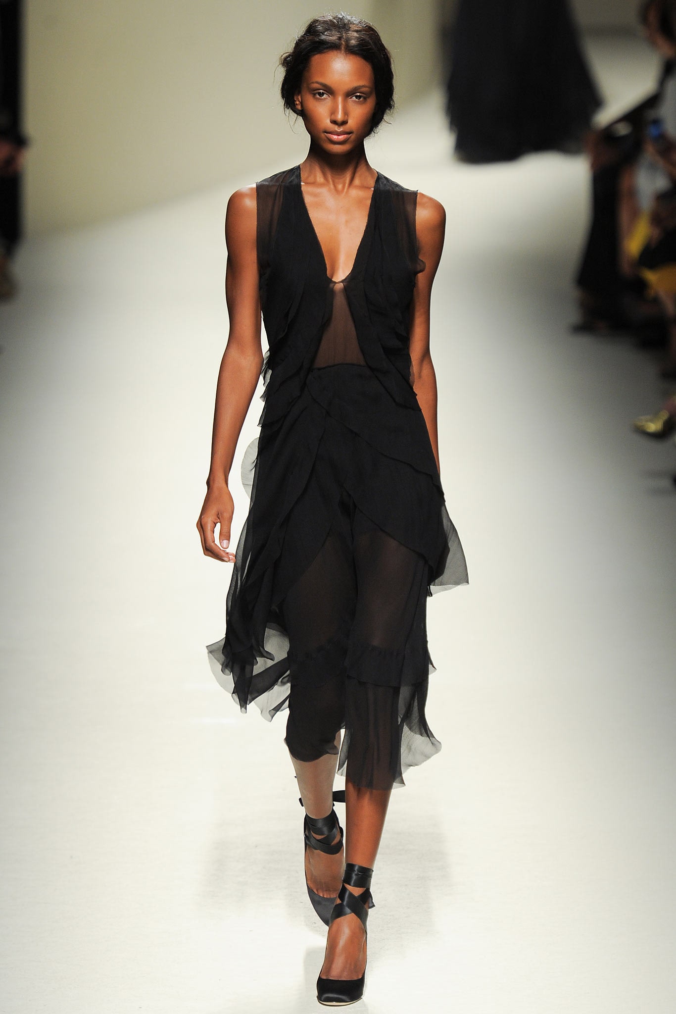 black sheer layered dress