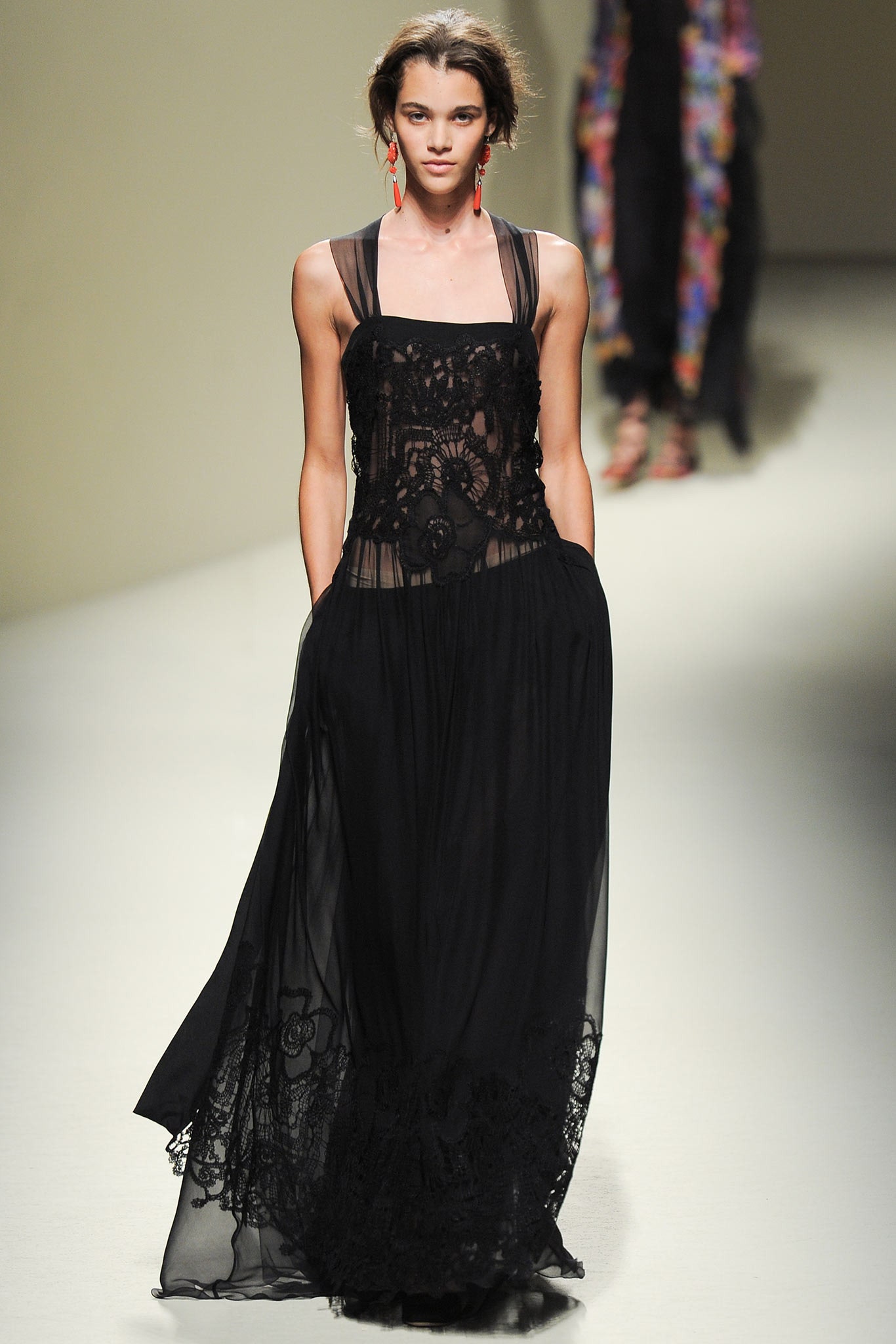 black silk sleeveless gown