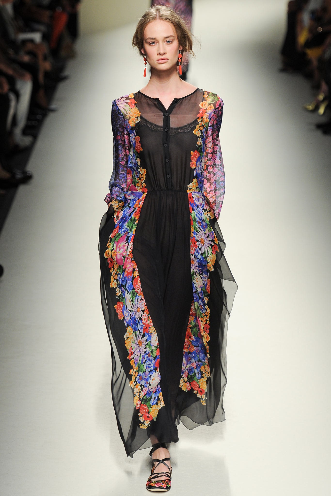 black floral chiffon maxi dress