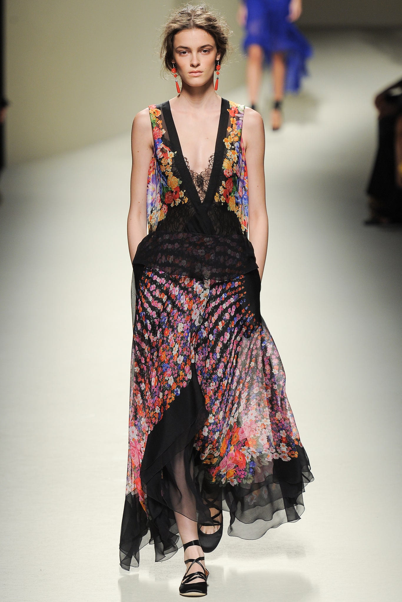 black multi-layered flowing dress