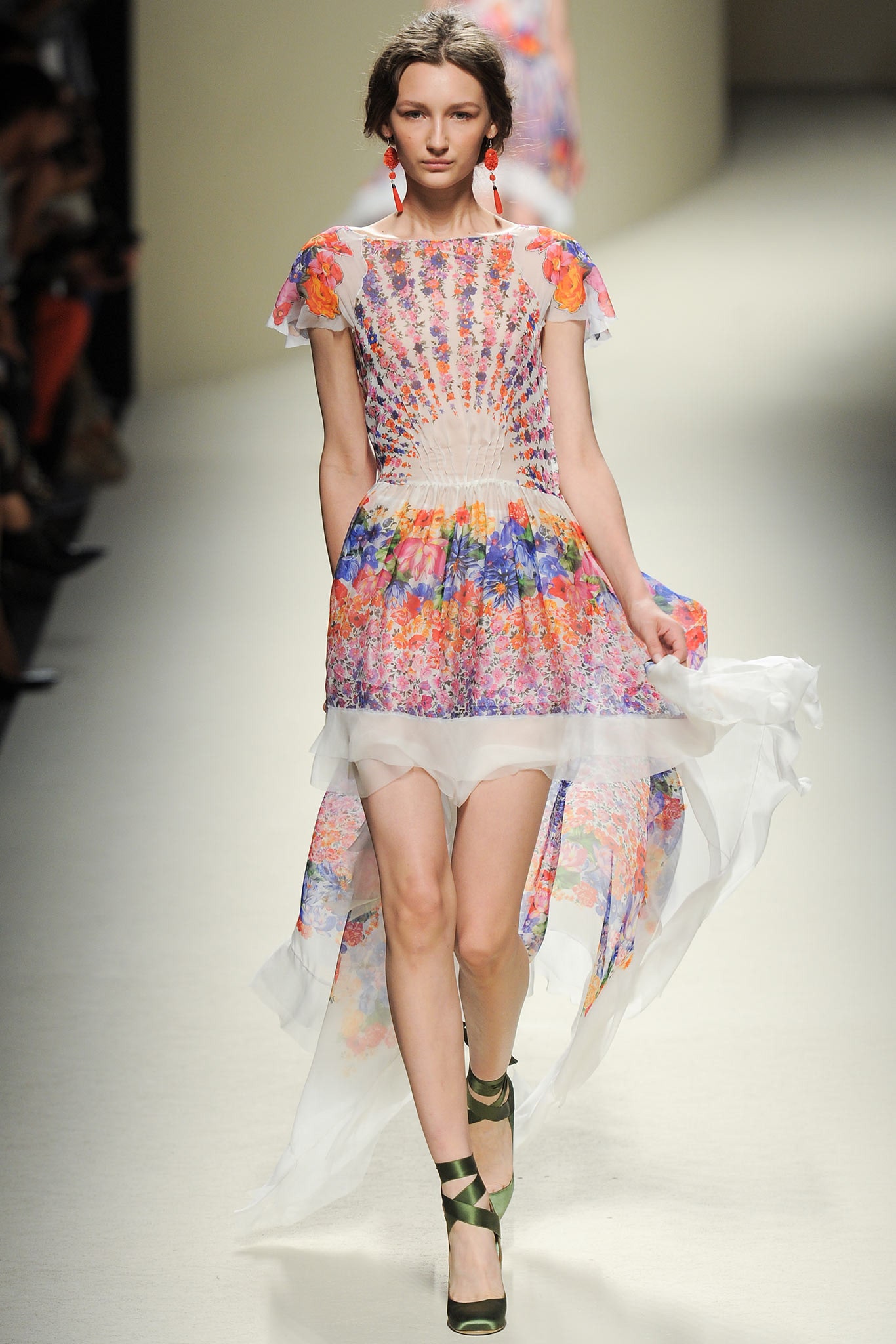 multi-colored silk flared dress