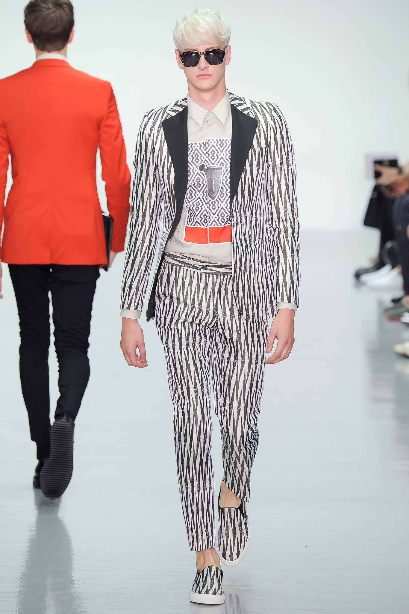 black and white printed suit