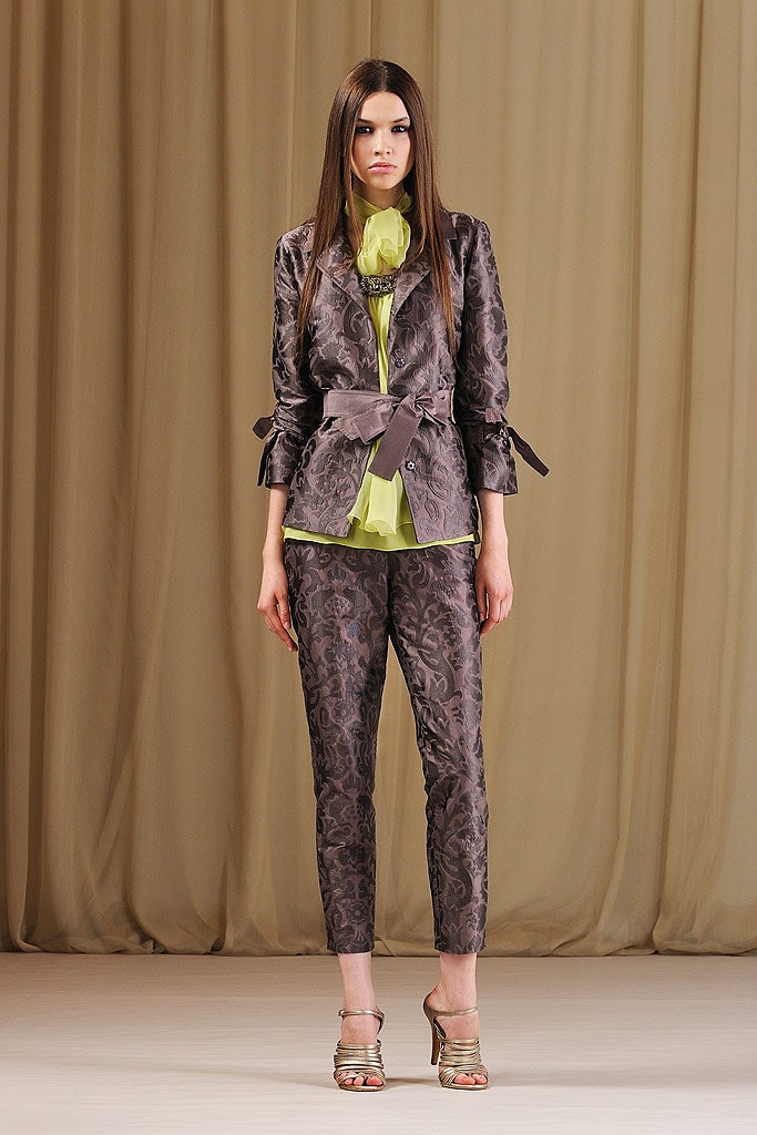 gray silk slim straight-leg pants