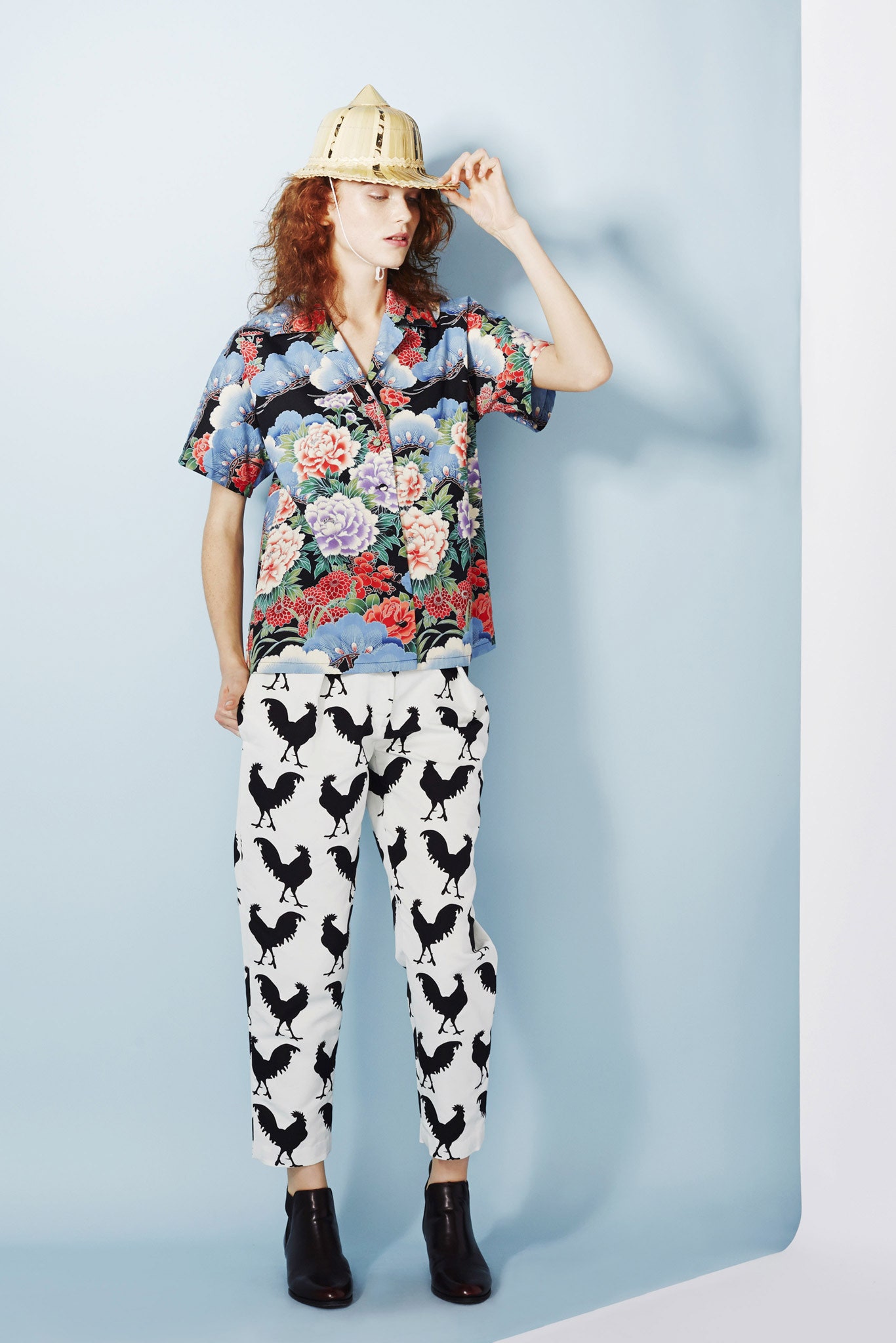 multi short-sleeve collared relaxed printed shirt