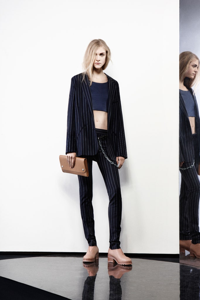 tailored striped blazer with crop top