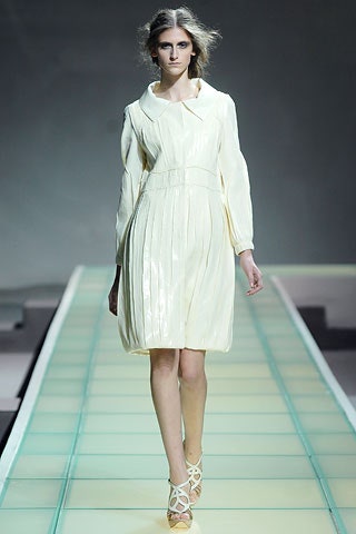 white silk pleated dress