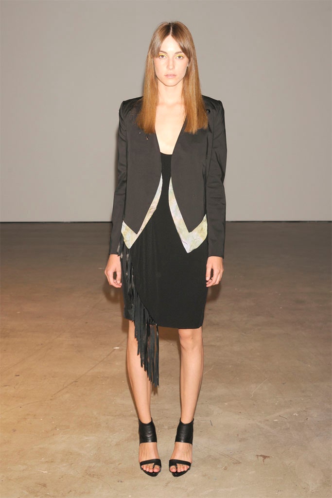 black fitted mini dress with blazer