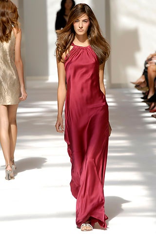 red silk sleeveless gown