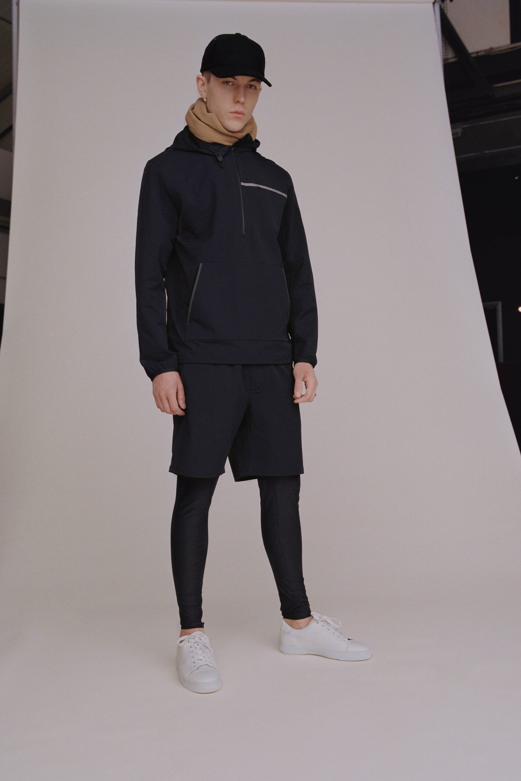 black relaxed hoodie with shorts